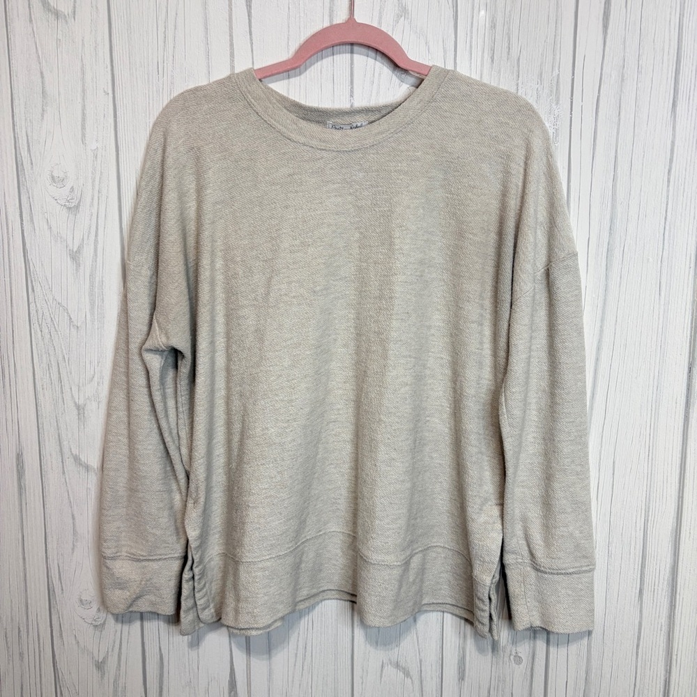 PRETTY REBEL Terry Oversized Crewneck in Oatmeal, Large